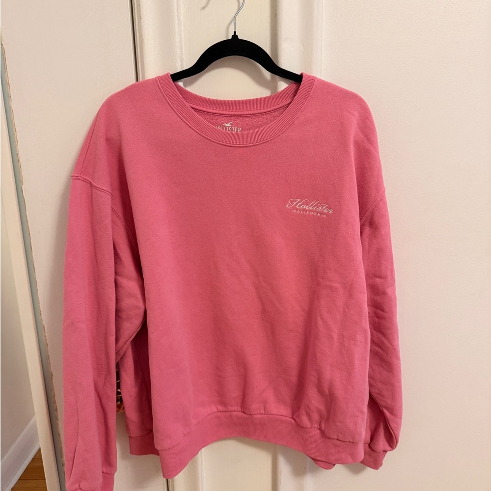 Hollister Women's Easy Logo Crew Sweater - Pink XL